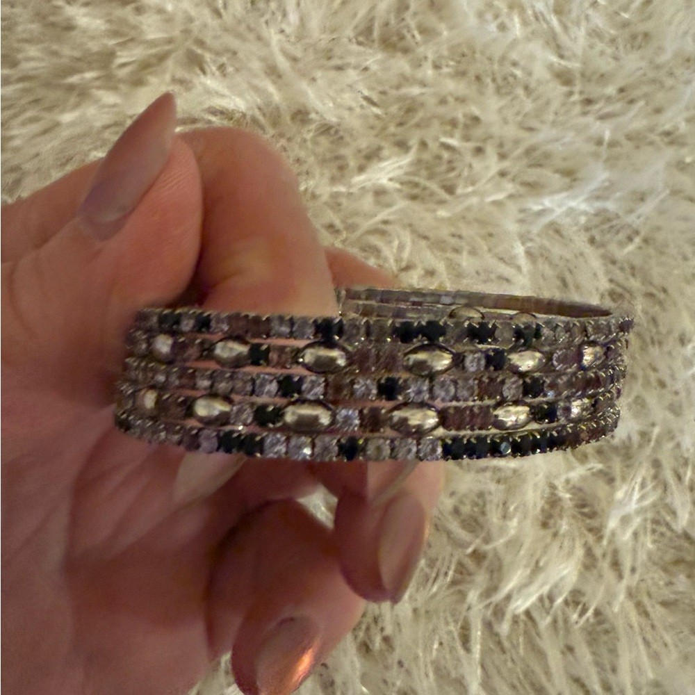 Elegant Silver and Black Bracelet